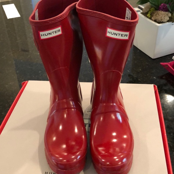 hunter military red rain boots